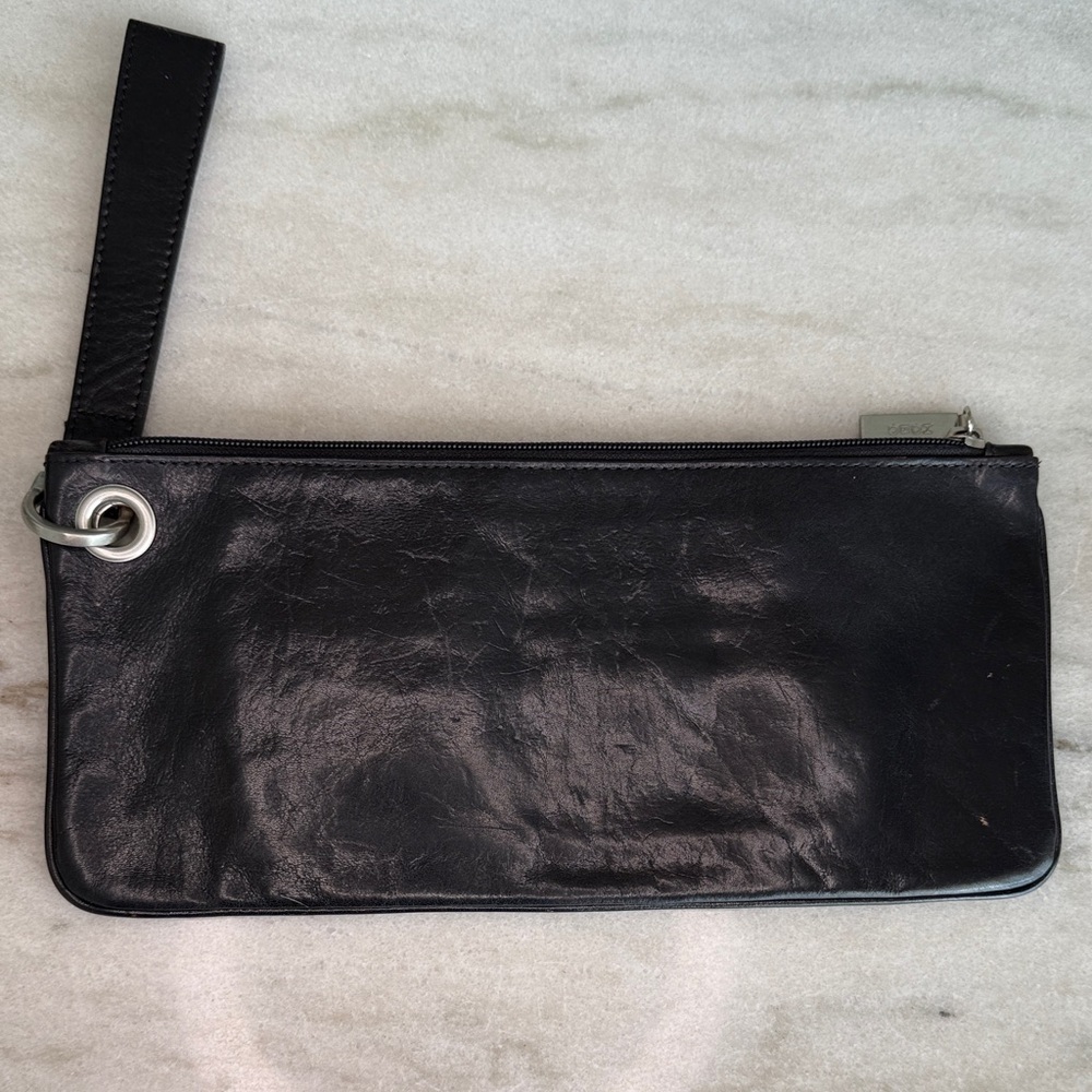 HOBO Black Leather Wristlet Clutch